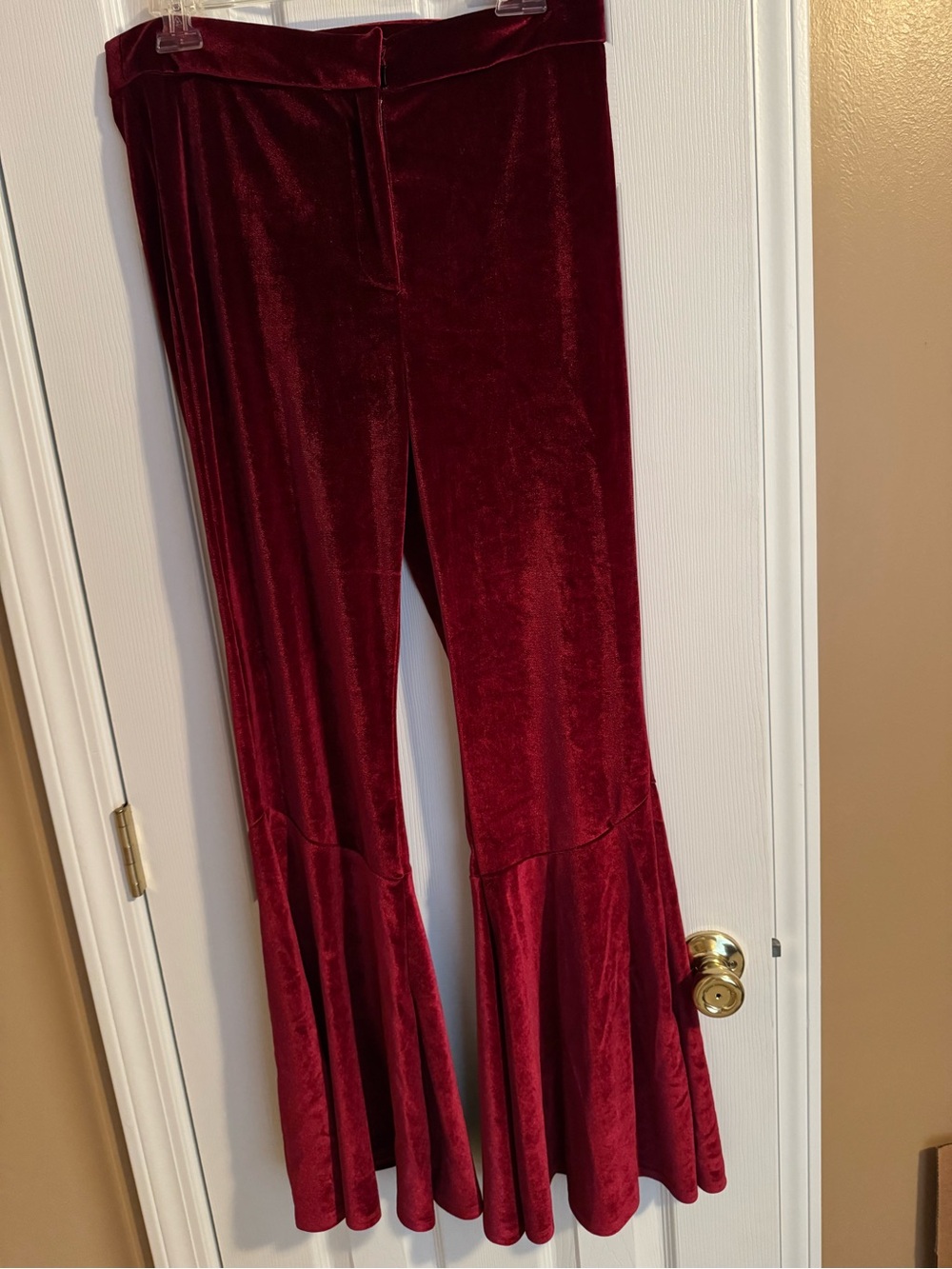 Ronny Kobo Collection Velvet Flare Pants Burgundy
